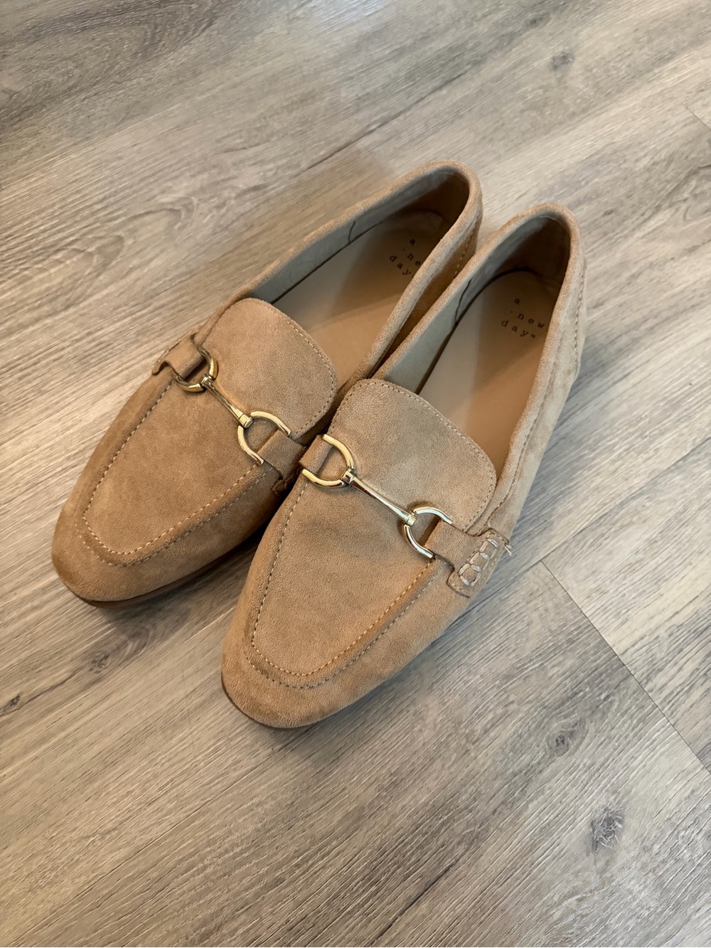 a new day Suede Loafers with Gold Horsebit - Tan